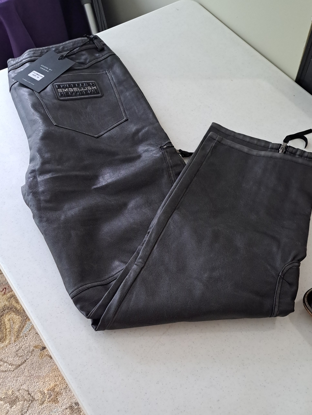 Embillish leather Jeans